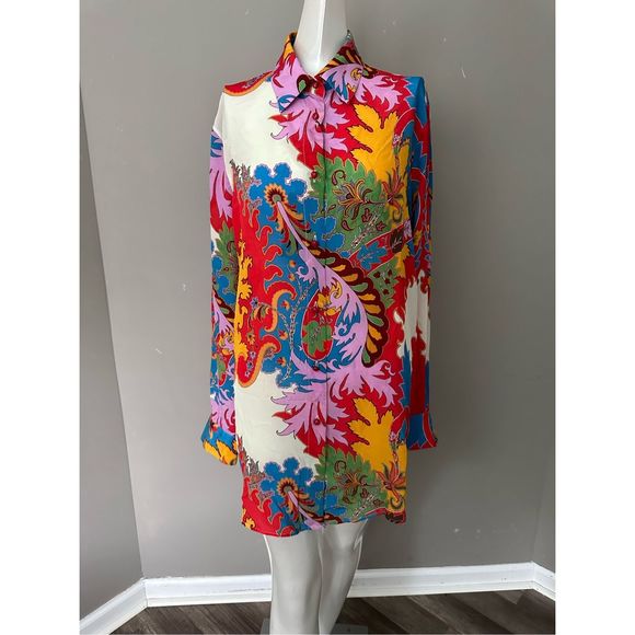 ETRO MULTI-COLOURED PAISLEY PRINT SILK SHIRT US 6 $1150 - Picture 3 of 10